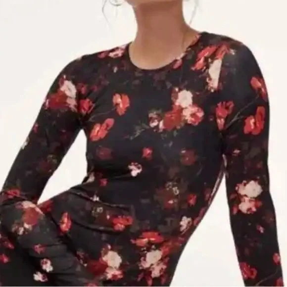Aritzia Wilfred Black Fleure Long Sleeve Floral Mini Dress- Size Small (bin 3M) - Picture 3 of 9